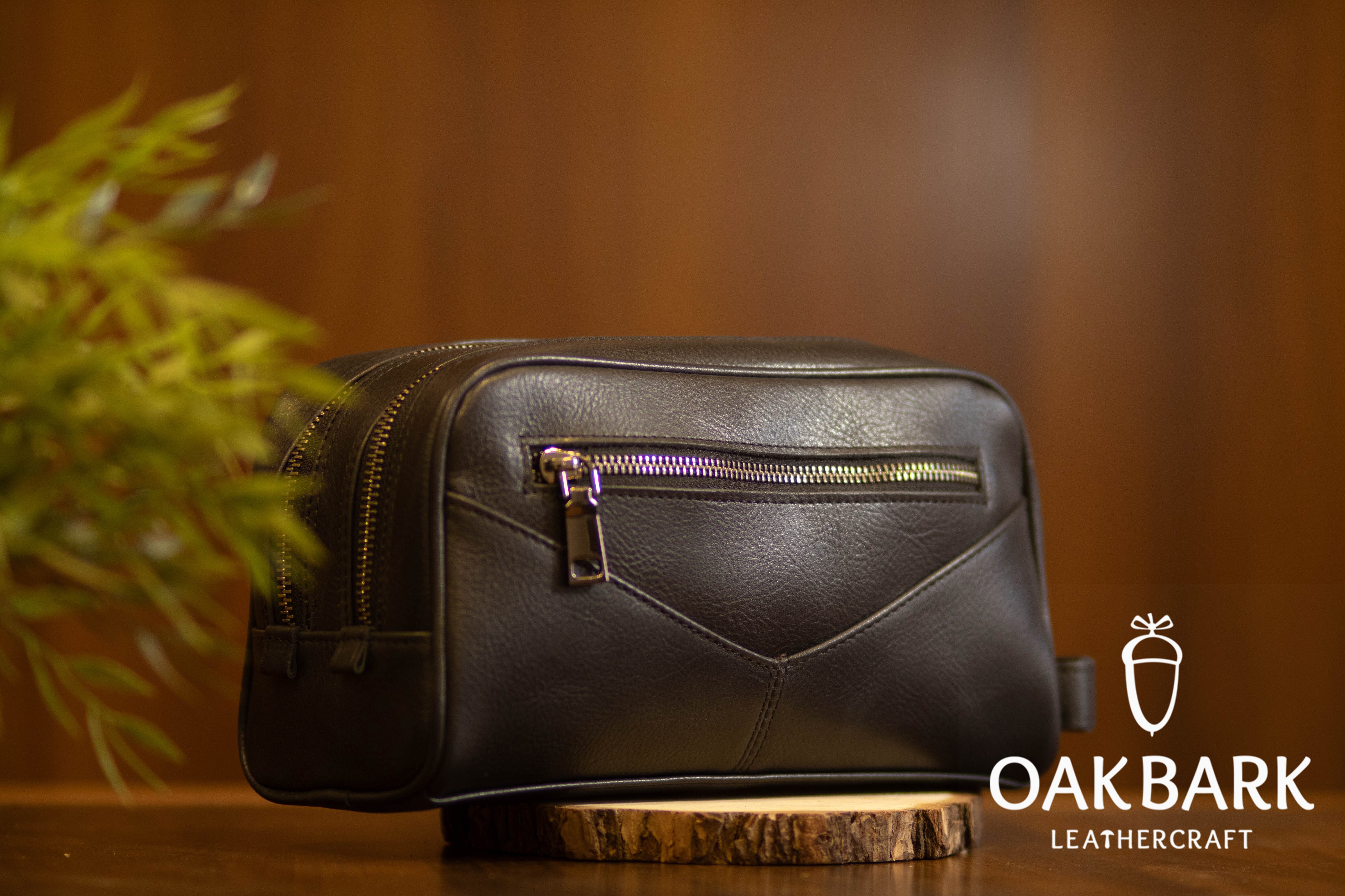 Double Zipper Black Dopp Kit