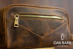 Load image into Gallery viewer, Double Zipper Brown Dopp Kit
