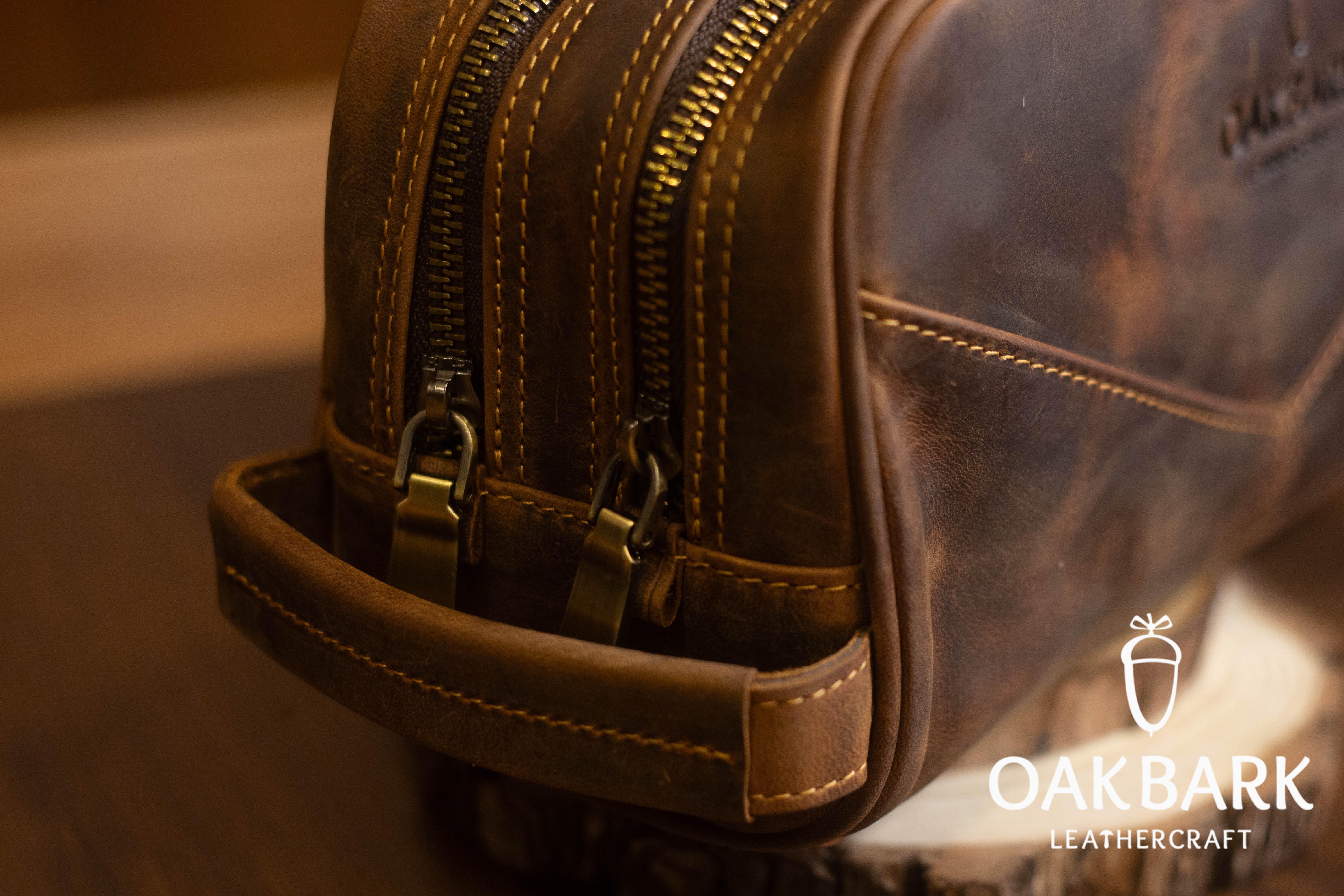 Double Zipper Brown Dopp Kit