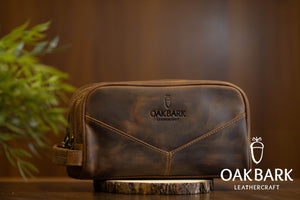 Double Zipper Brown Dopp Kit