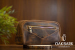 Load image into Gallery viewer, Double Zipper Brown Dopp Kit
