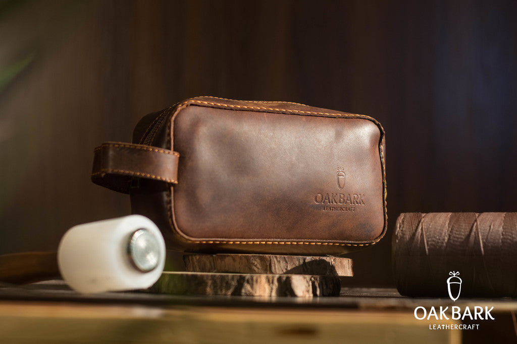 Handmade Brown Leather Dopp Kit – OakBark Leathercraft