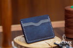 Load image into Gallery viewer, Hand-Stitched Leather Card Holder Wallet in - Blue and Grey
