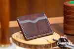 Load image into Gallery viewer, Hand-Stitched Leather Card Holder Wallet in - Red and Grey
